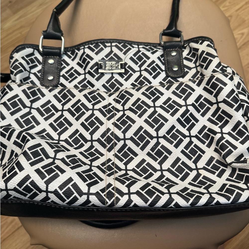 Black and White Geometric Patterned Women's Bag